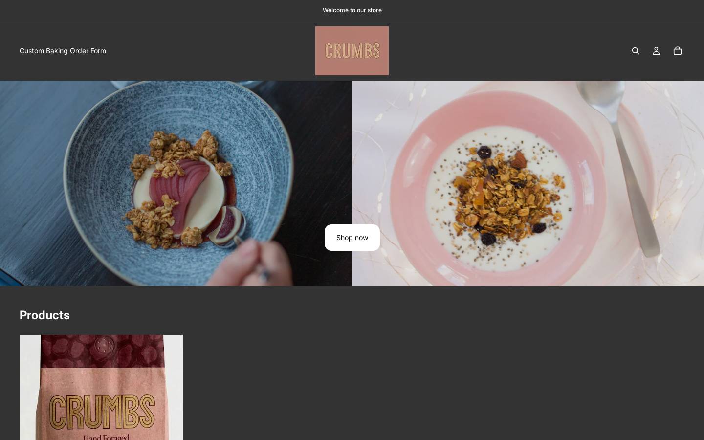 crumbsgranola.com homepage screenshot