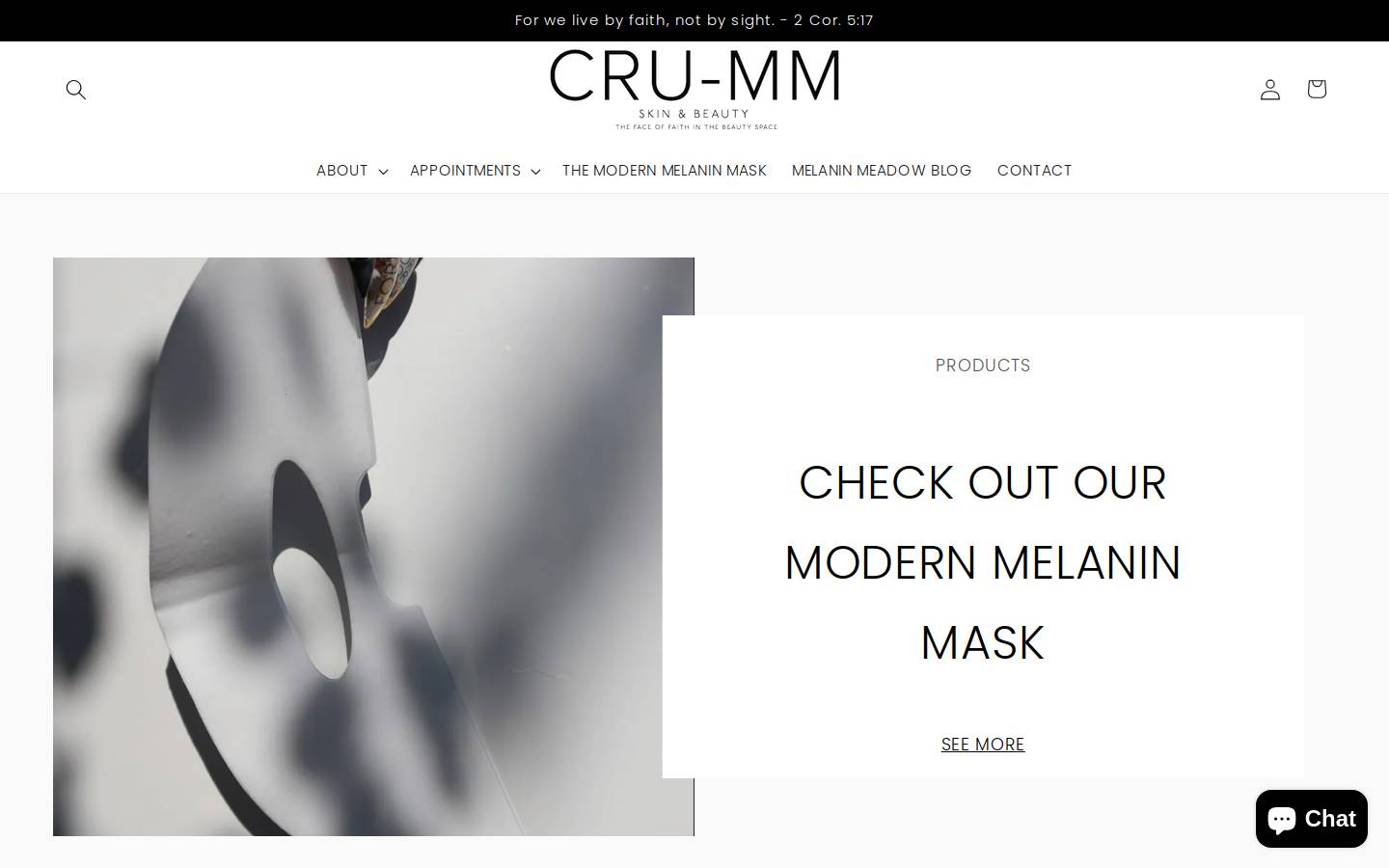crummskinandbeauty.com homepage screenshot