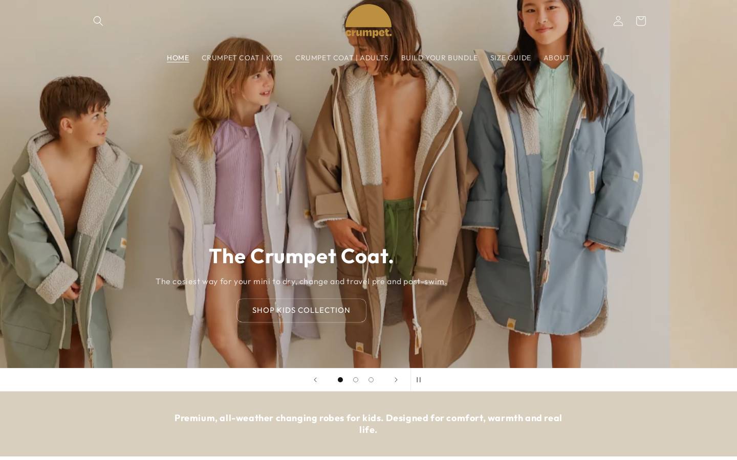crumpetapparel.au homepage screenshot