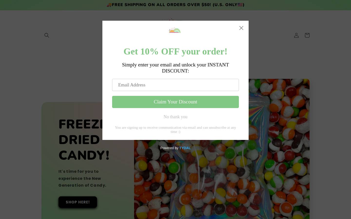 crunchycandyco.com homepage screenshot