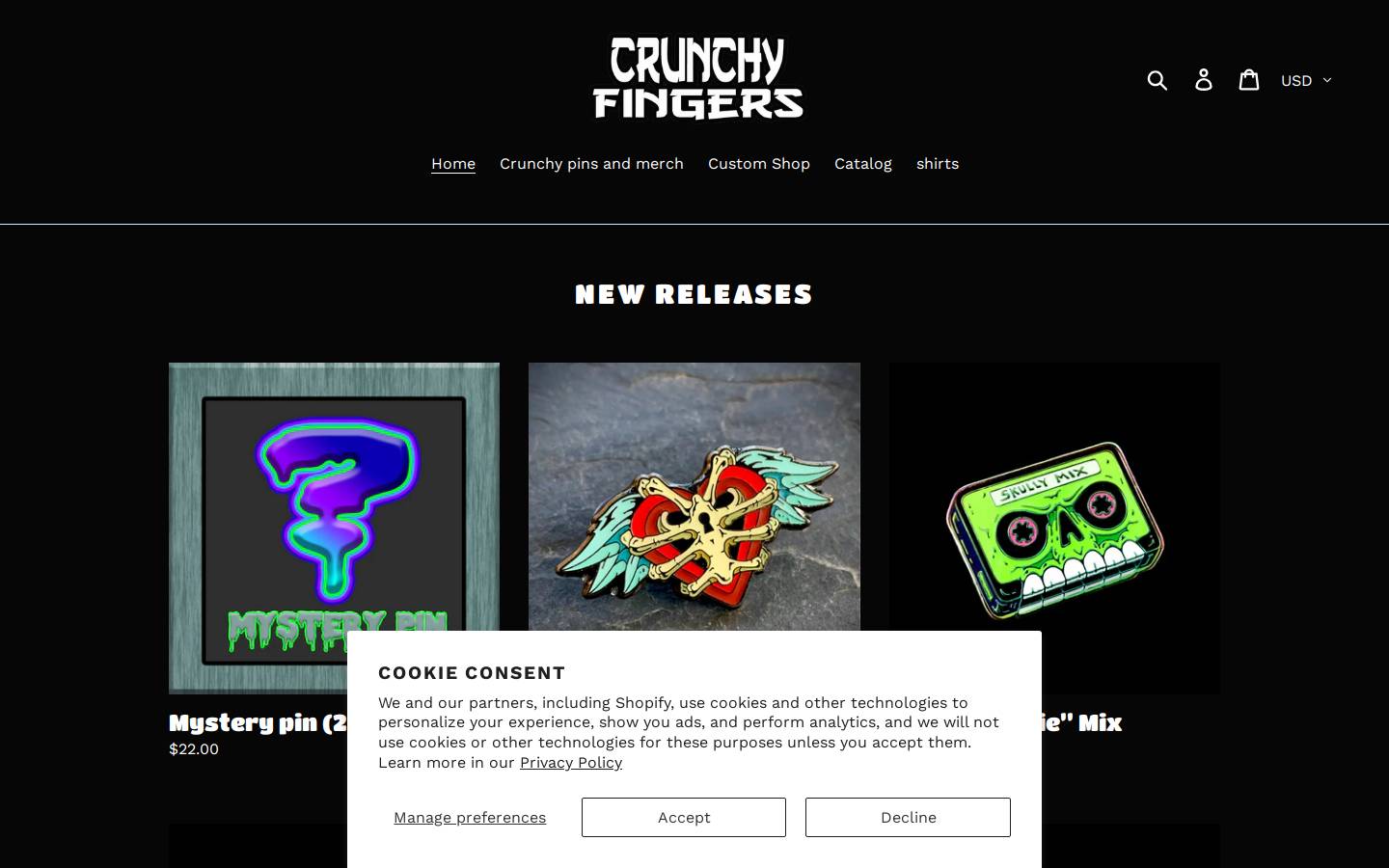 crunchyfingers.com homepage screenshot