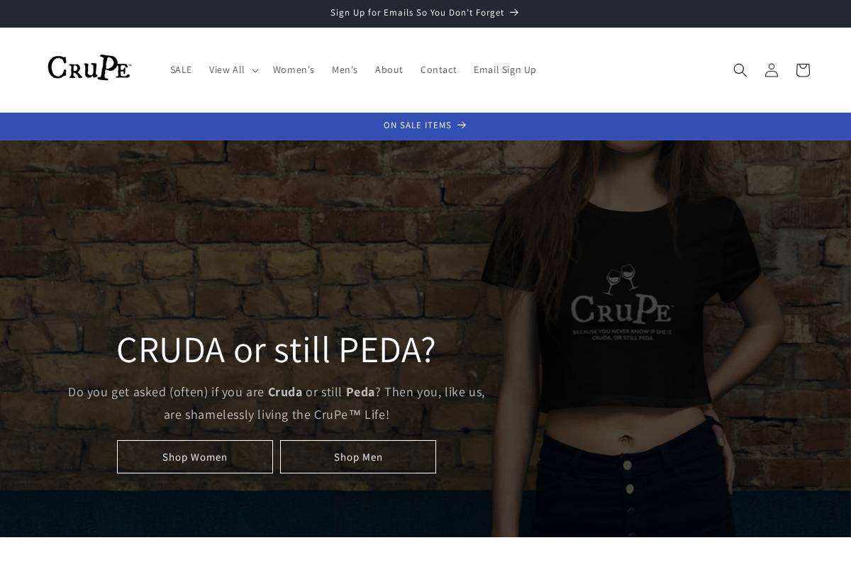 crupelife.com homepage screenshot