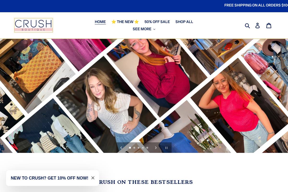 crushboutiqueclothing.com homepage screenshot