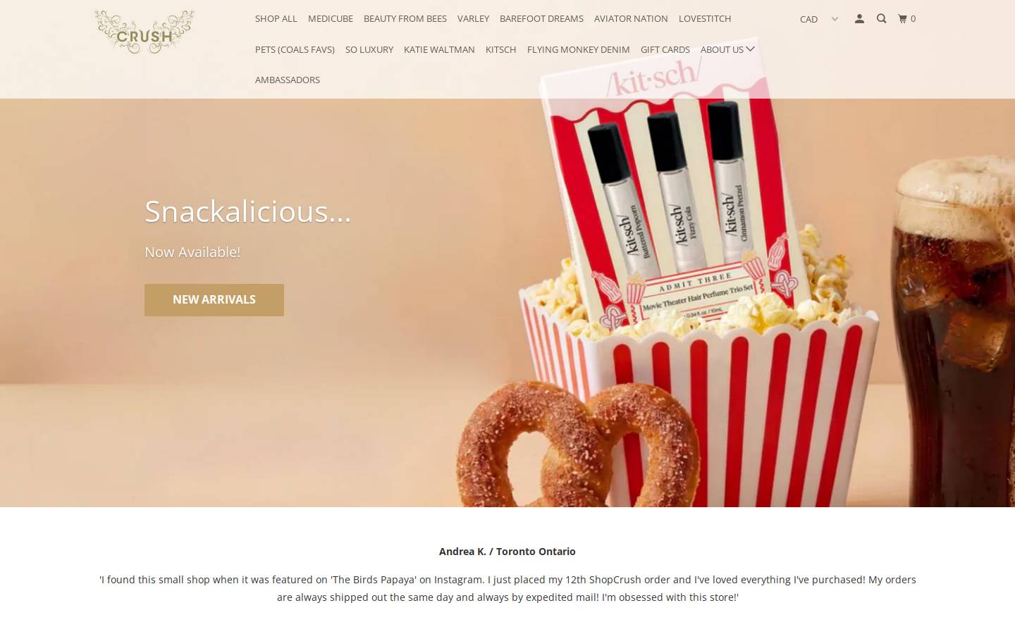 crushclothing.ca homepage screenshot