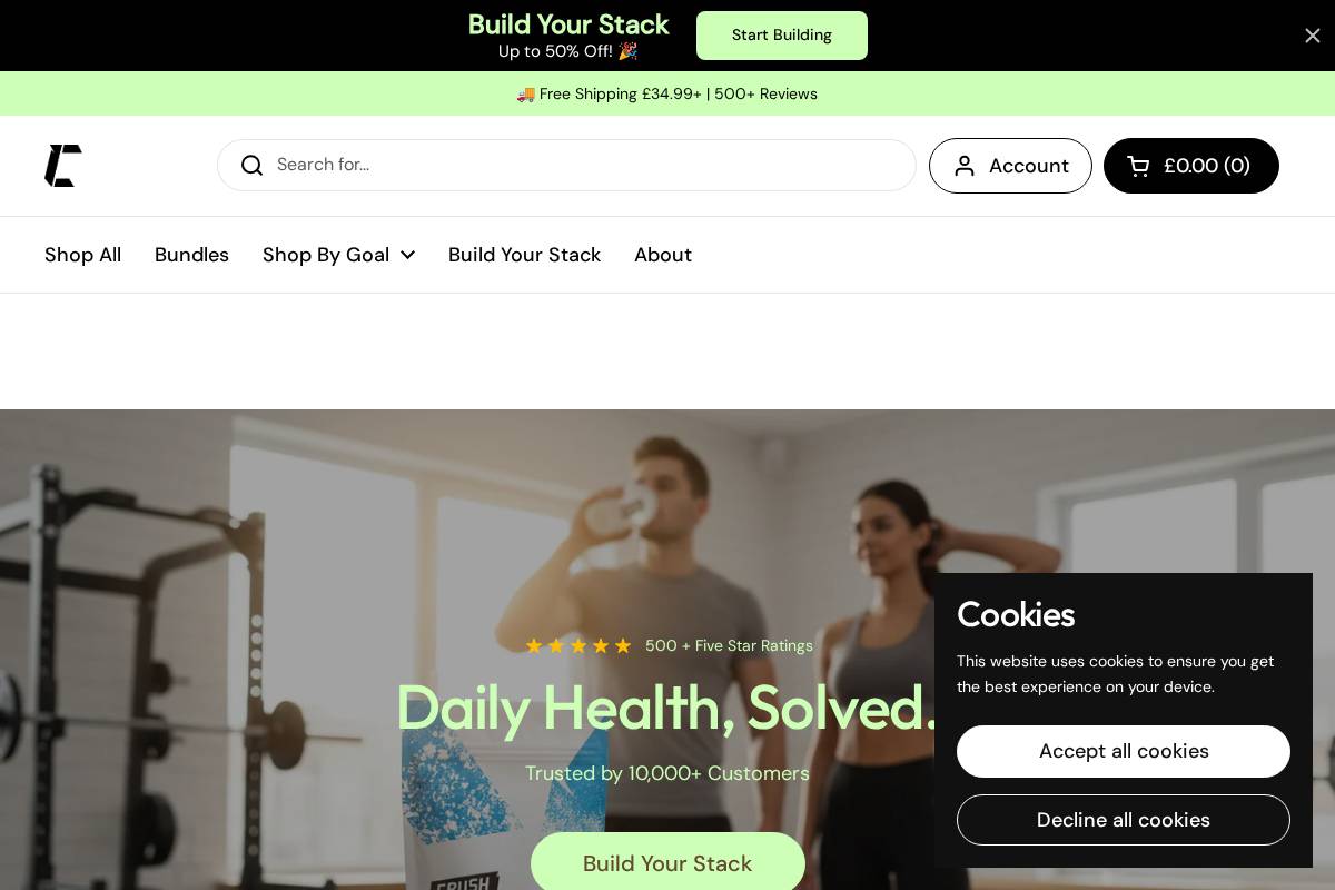 Crushsupplements homepage screenshot