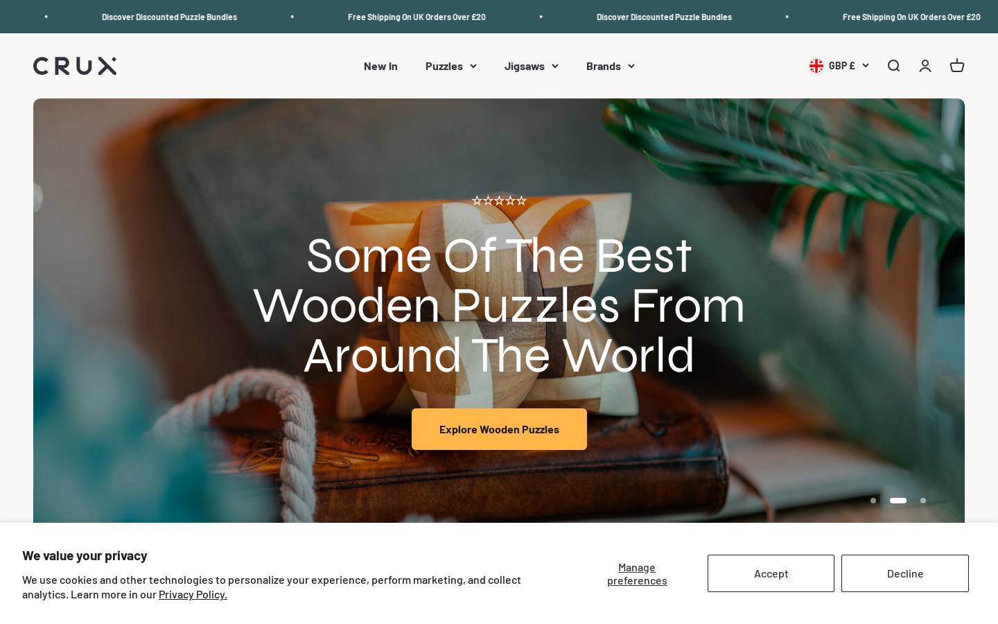Cruxpuzzles homepage screenshot