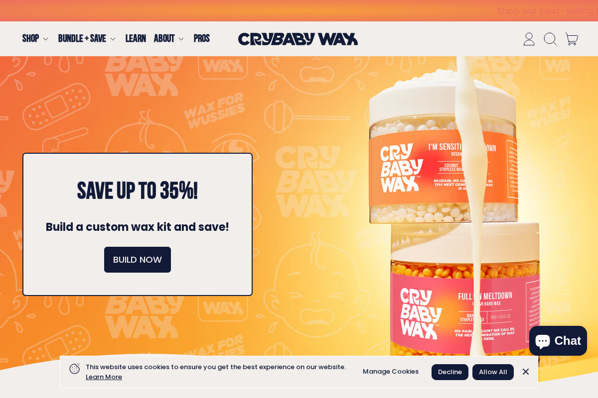Crybabywax homepage screenshot