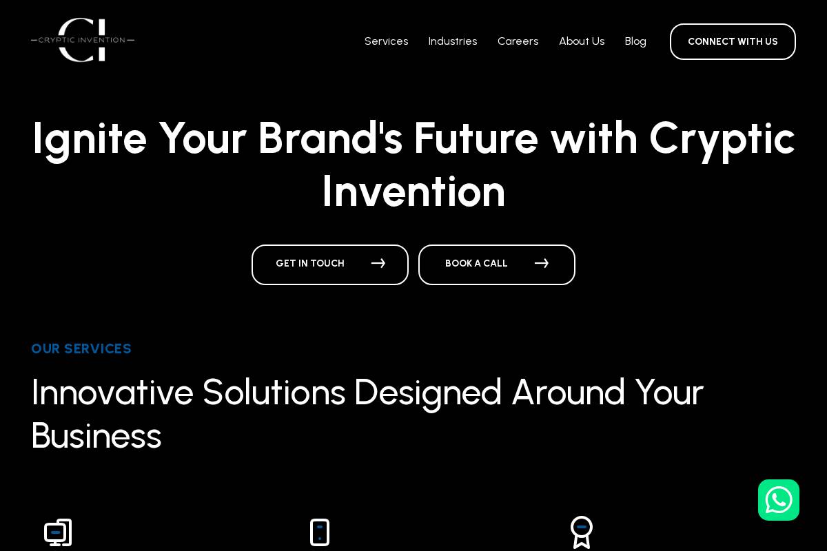 crypticinvention.com homepage screenshot