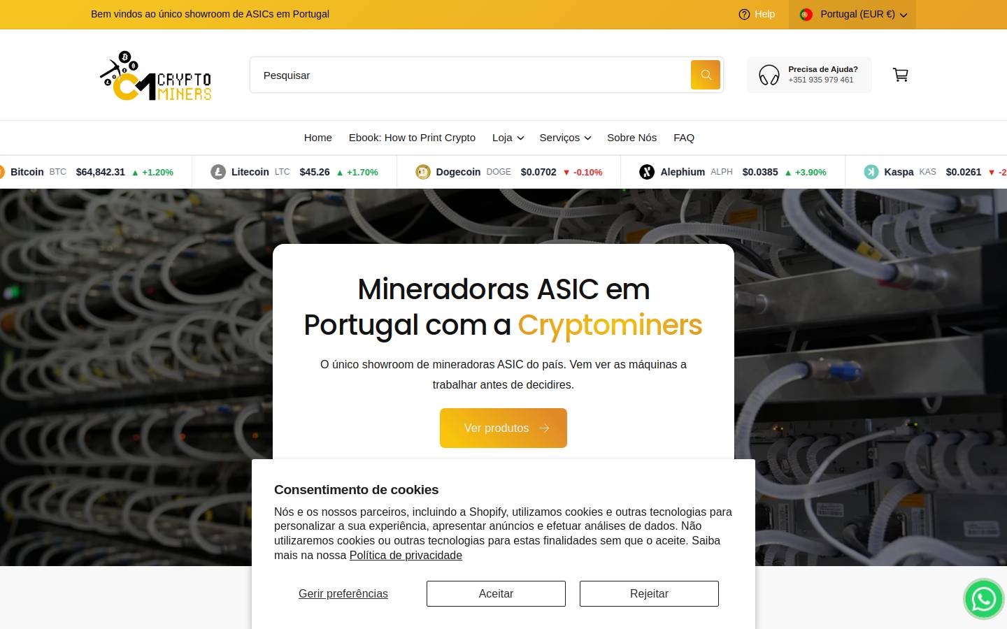 Cryptominers Portugal homepage screenshot