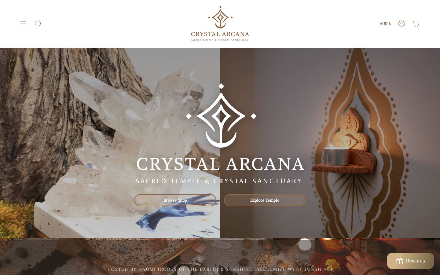 crystalarcana.com homepage screenshot