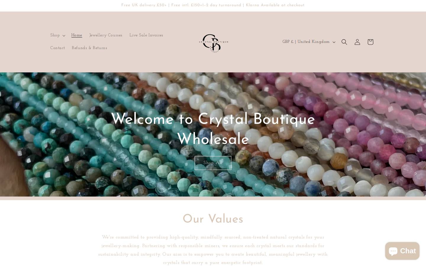 crystalboutiquewholesale.shop homepage screenshot