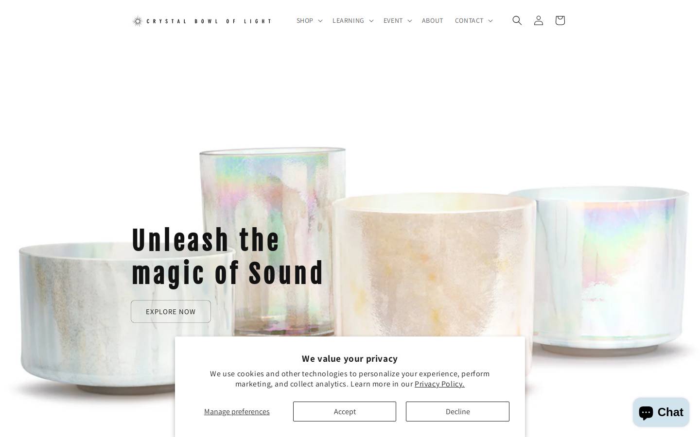 crystalbowloflight.co homepage screenshot