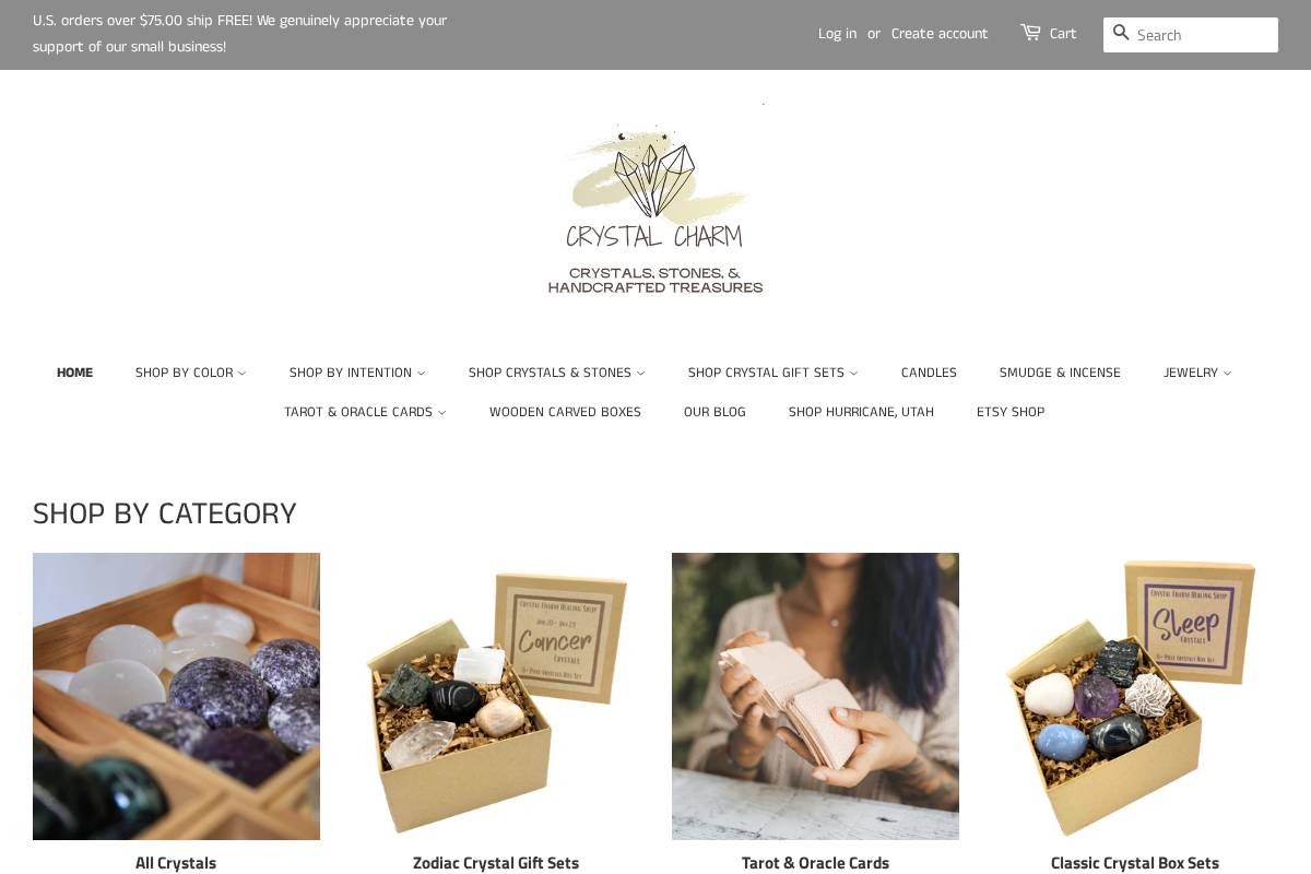 crystalcharmhealing.com homepage screenshot