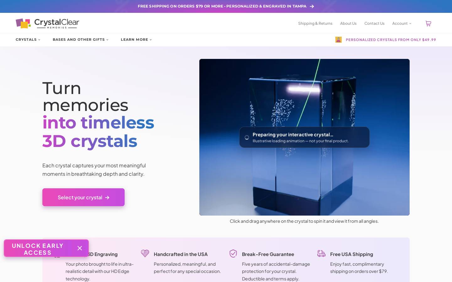 crystalclearmemories.com homepage screenshot