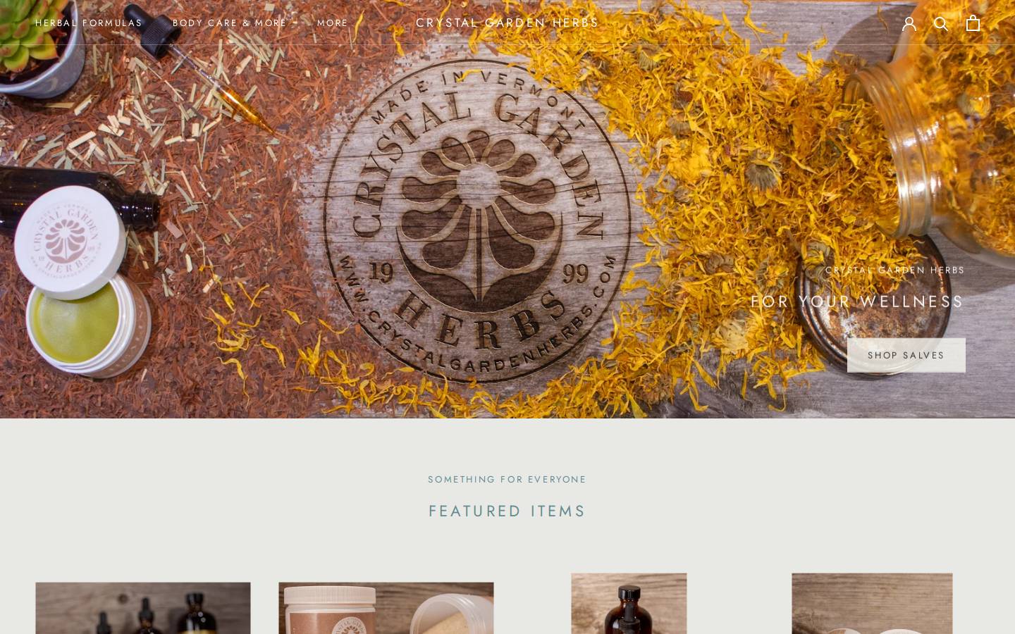 crystalgardenherbs.com homepage screenshot