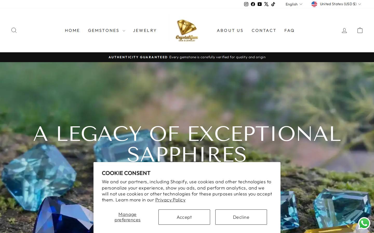 crystalgemlk.com homepage screenshot