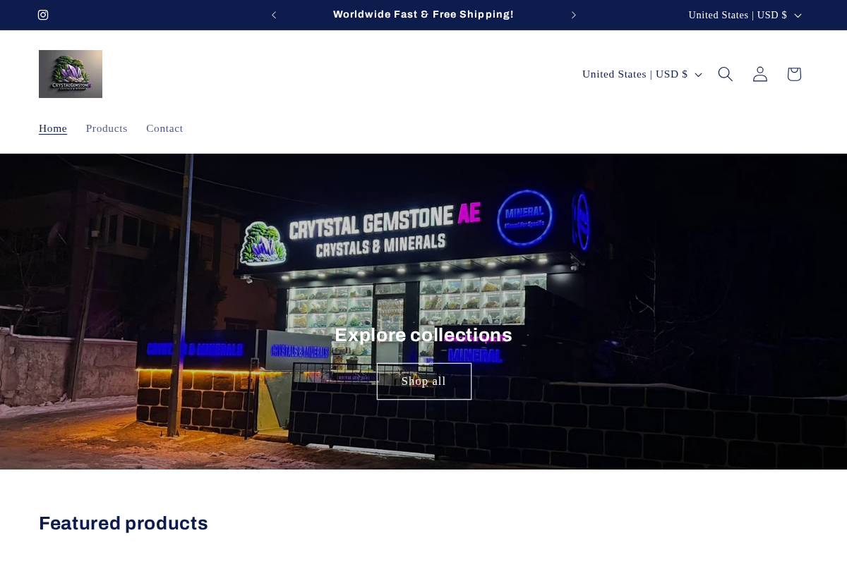 Crystal Gemstone AE homepage screenshot