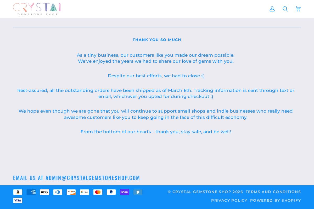 Crystalgemstoneshop homepage screenshot