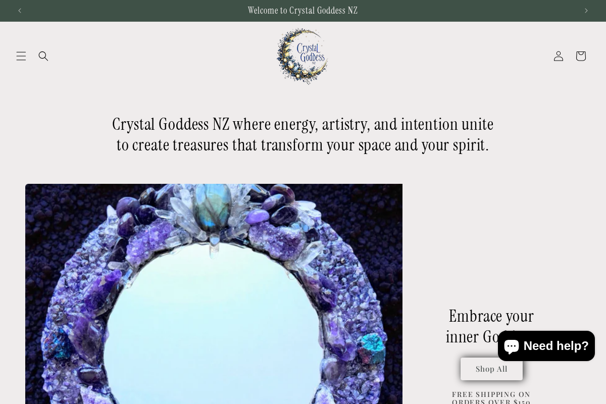 Crystal Goddess NZ homepage screenshot