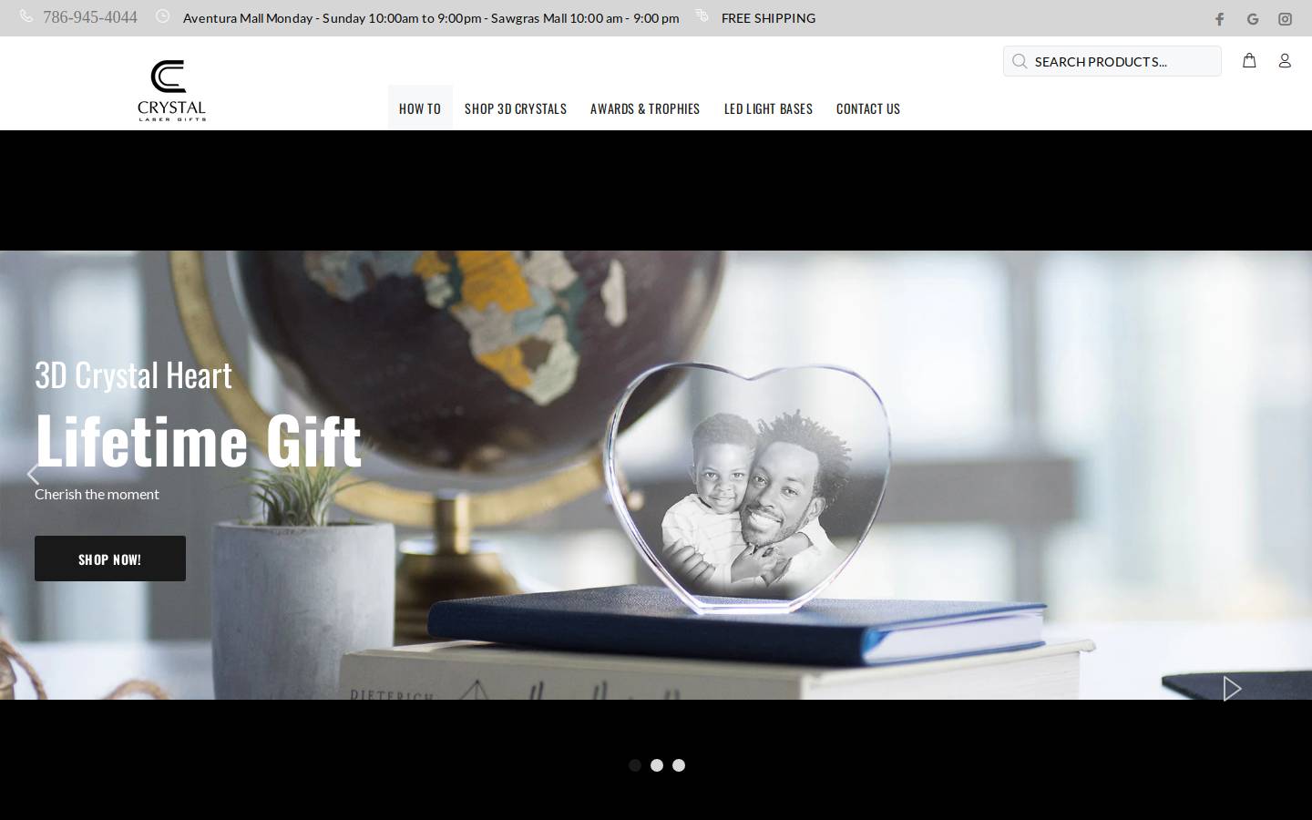 crystallasergifts.com homepage screenshot