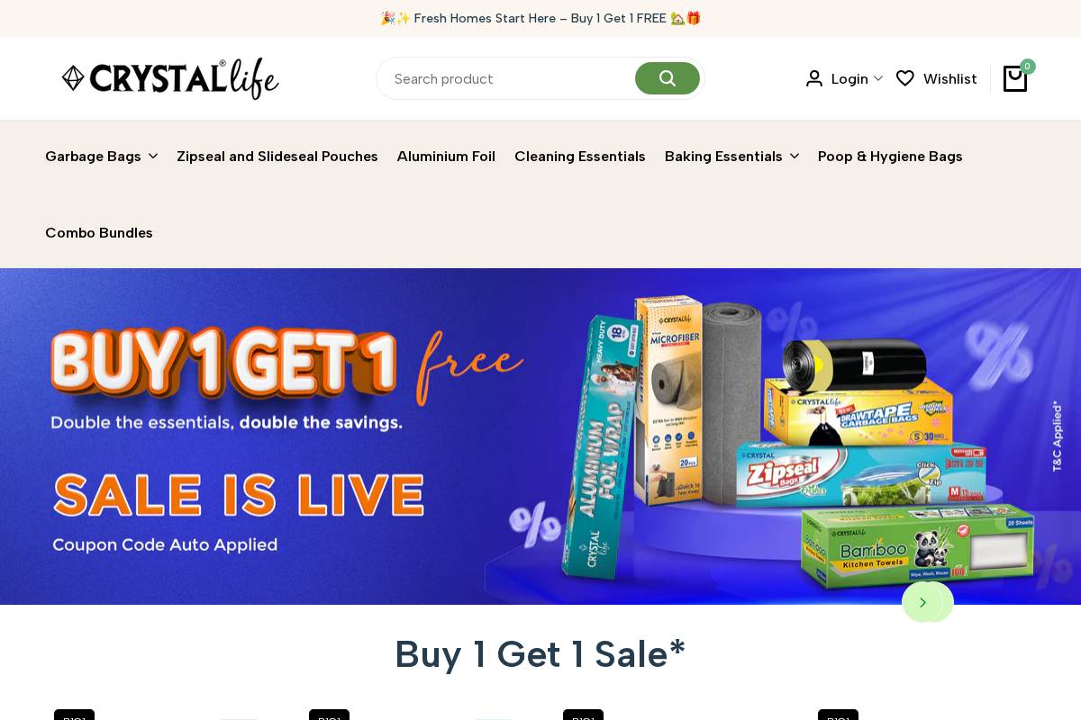 crystallife.in homepage screenshot
