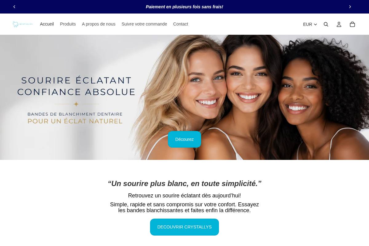 crystallysshop.com homepage screenshot
