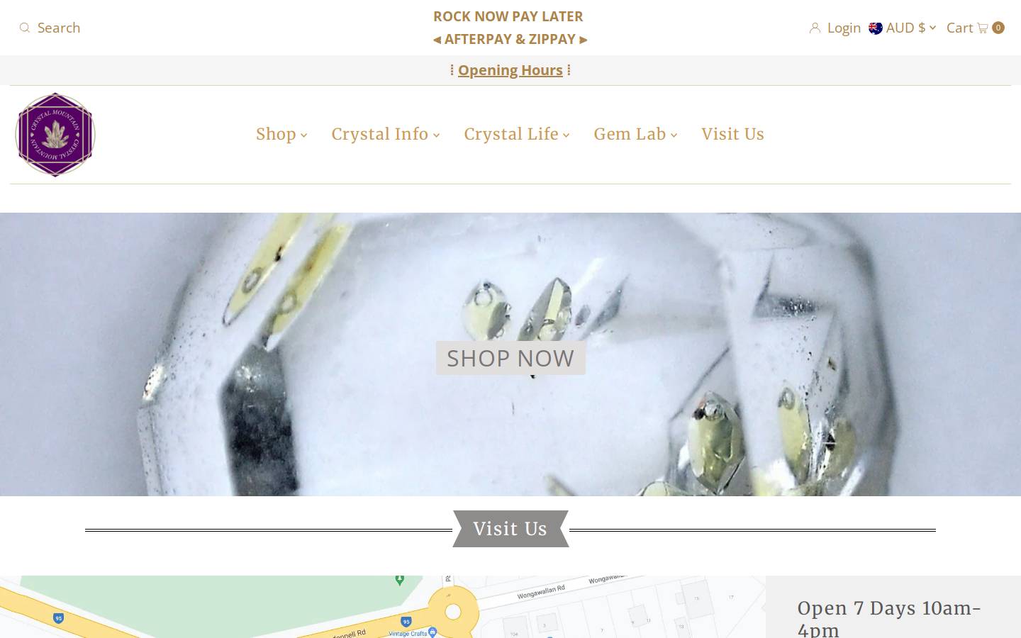 crystalmountain.com.au homepage screenshot