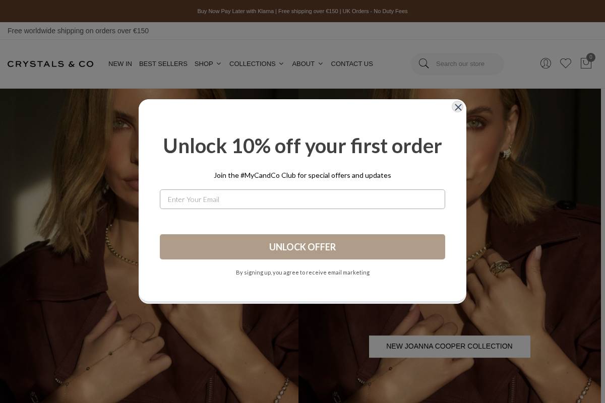 crystalsandco.com homepage screenshot