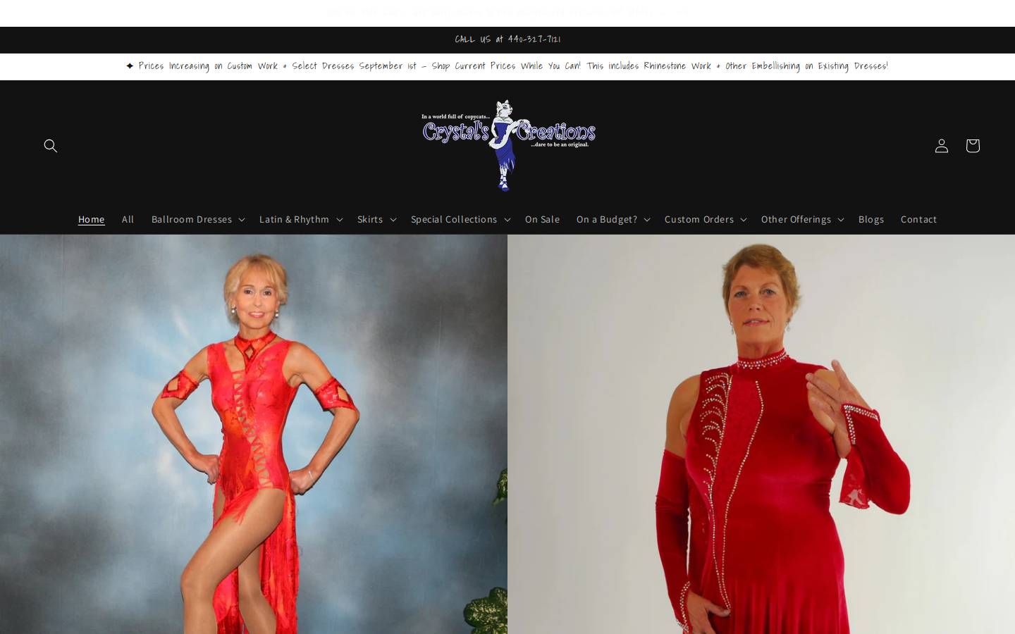 crystalscreations.com homepage screenshot