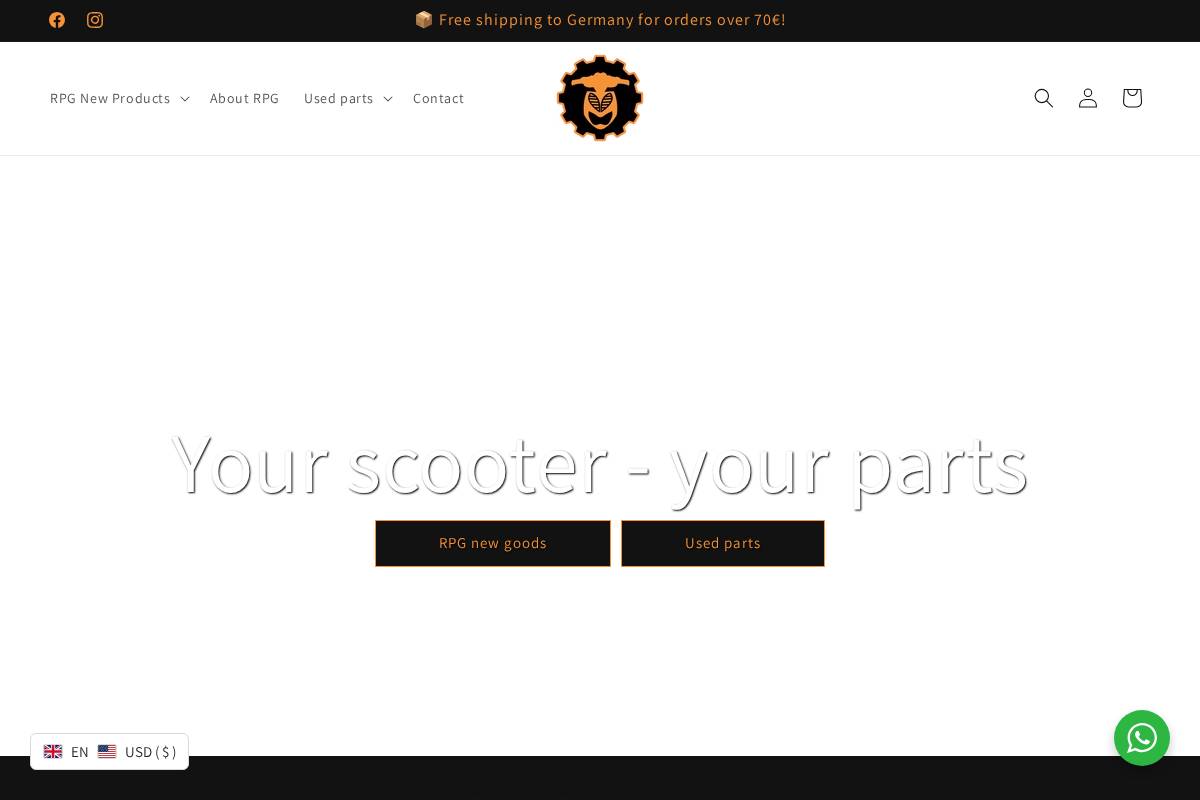 Cs Scootershop homepage screenshot