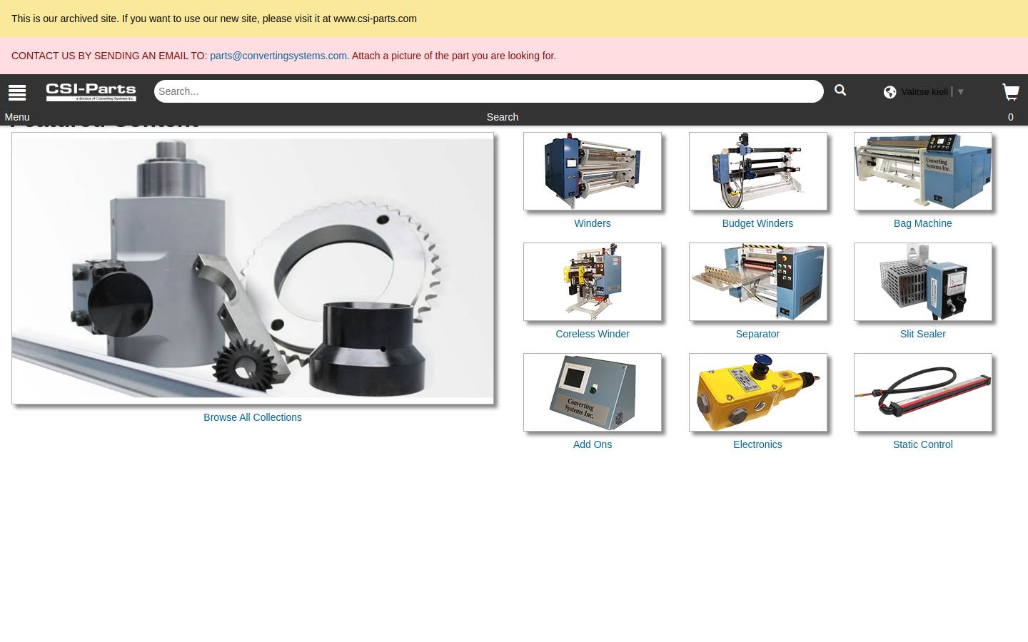 csi-partsarchive.com homepage screenshot