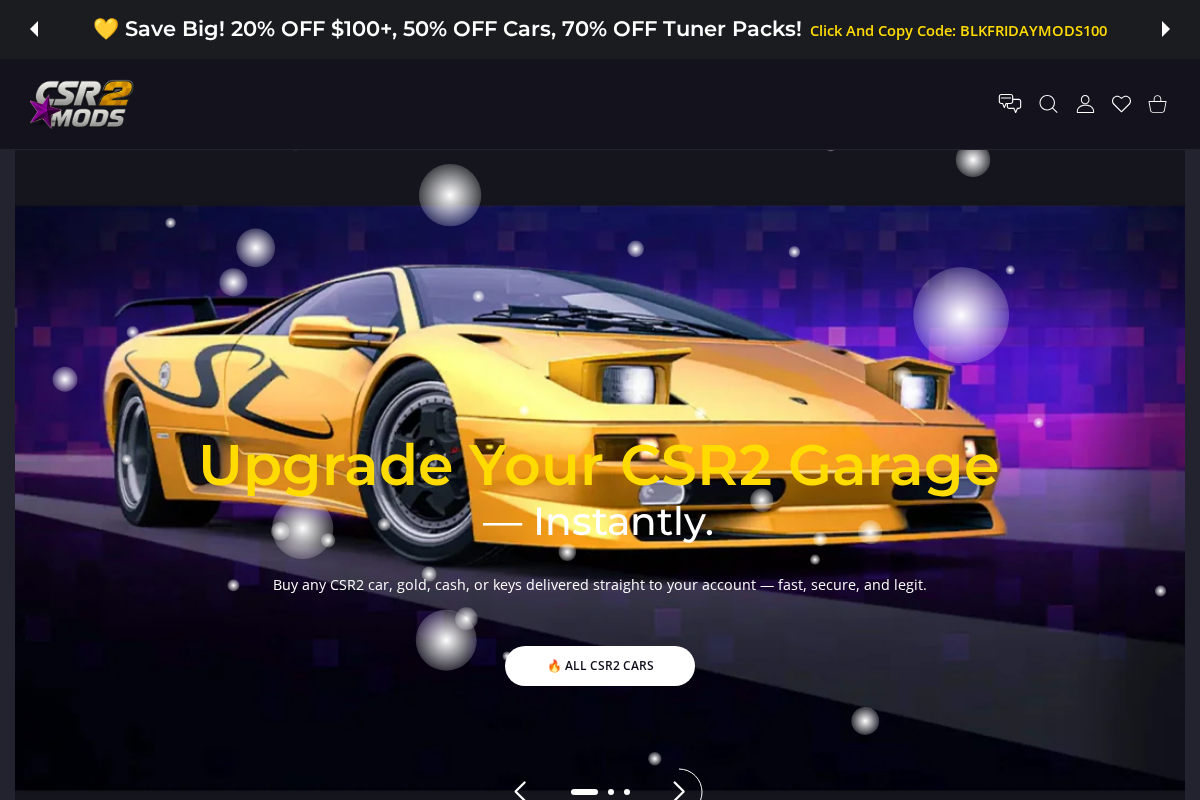 CSR2 MODS STORE homepage screenshot
