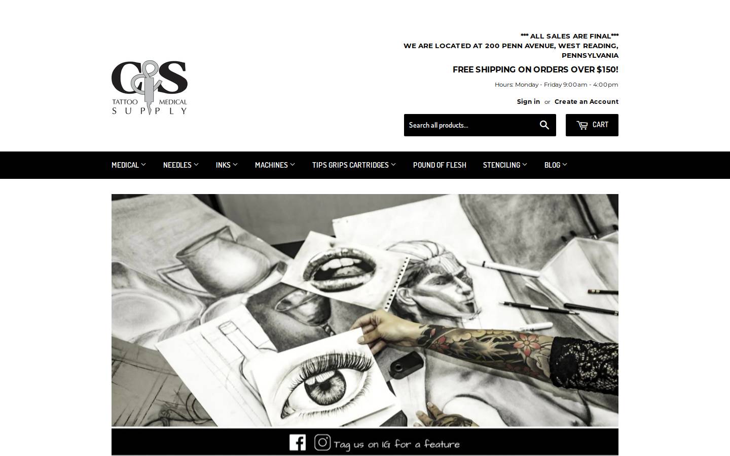 cstattoosupply.com homepage screenshot