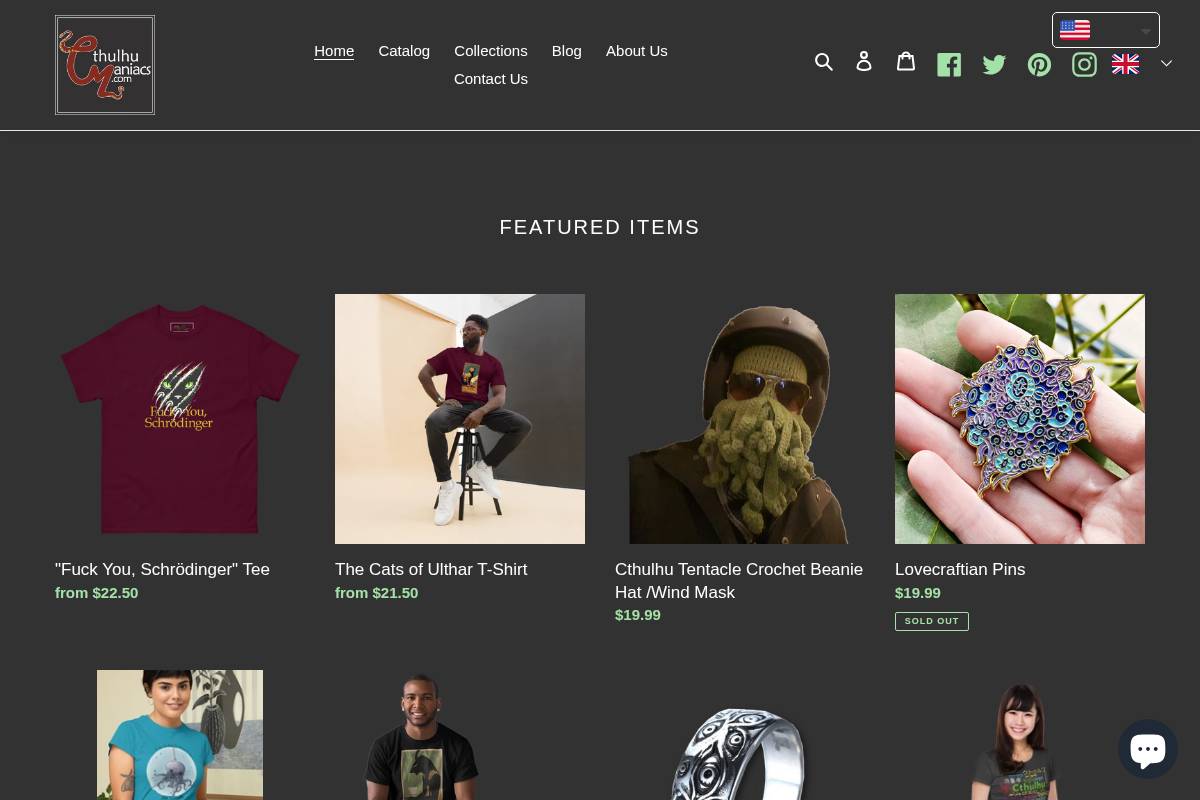 cthulhumaniacs.com homepage screenshot