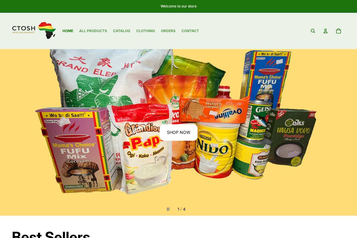 ctoshamarket.com homepage screenshot