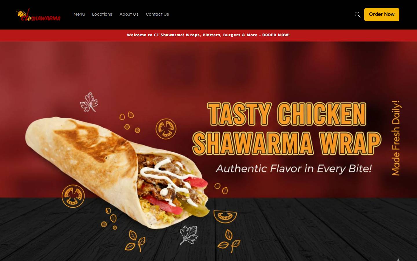 ctshawarma.com homepage screenshot