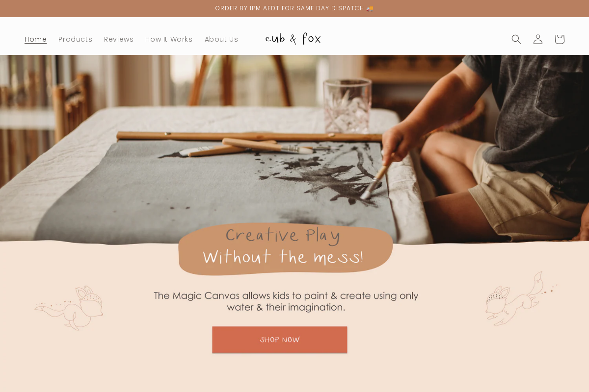 Cub & Fox homepage screenshot