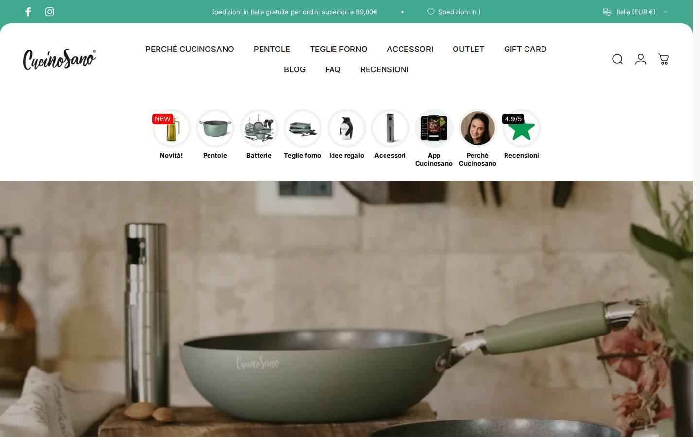 Cucinosano homepage screenshot