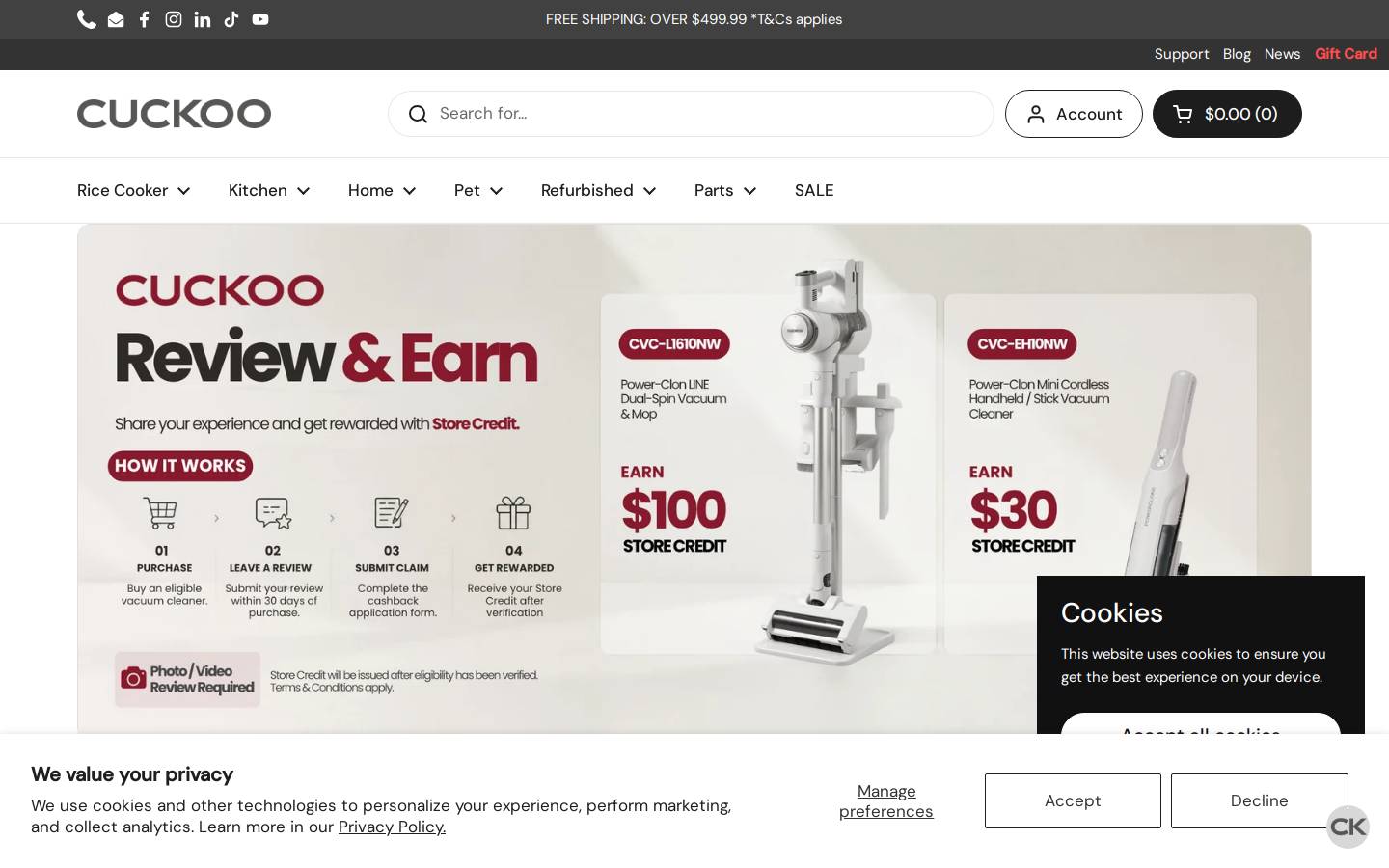 cuckooaustralia.com.au homepage screenshot
