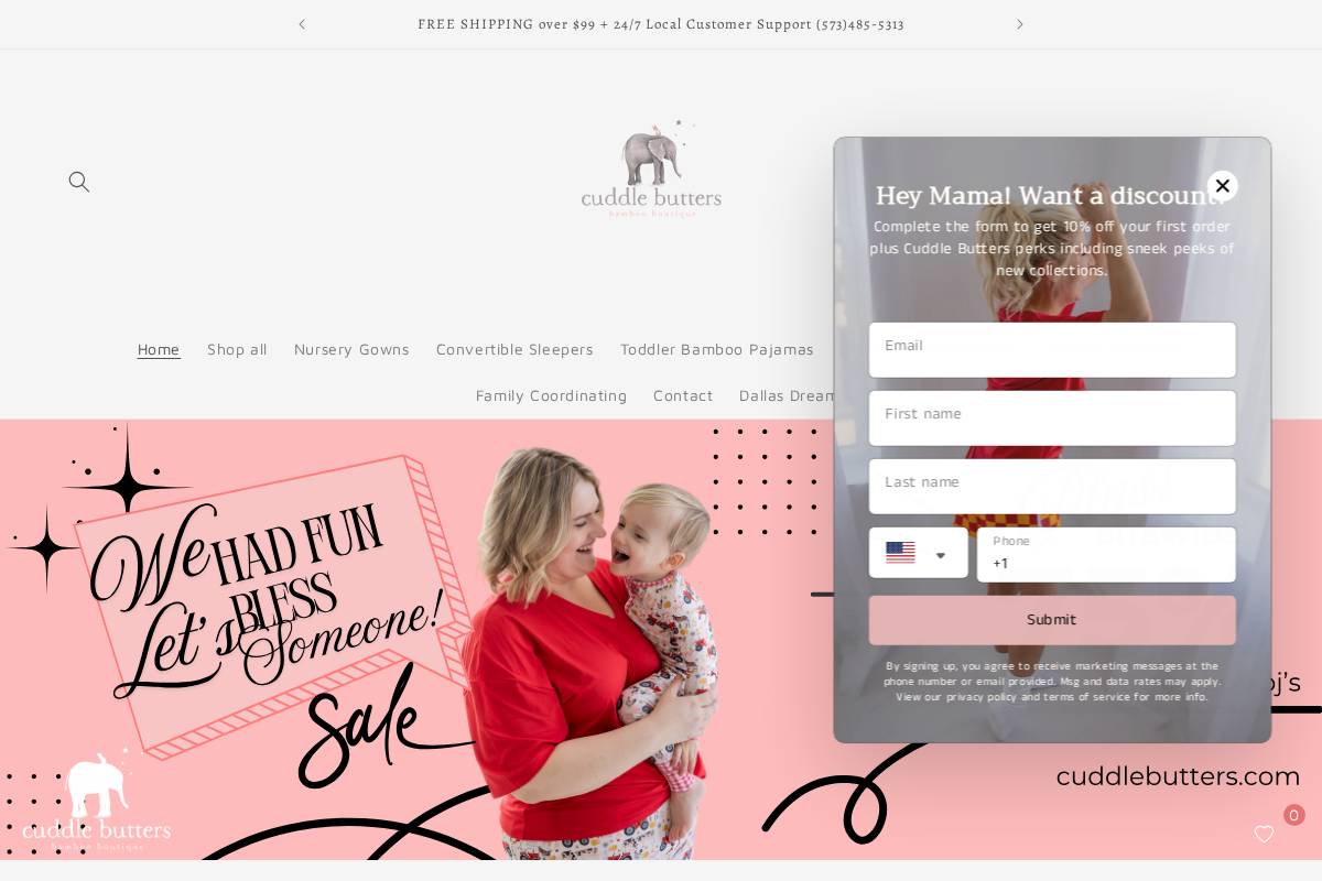 cuddlebutters.com homepage screenshot