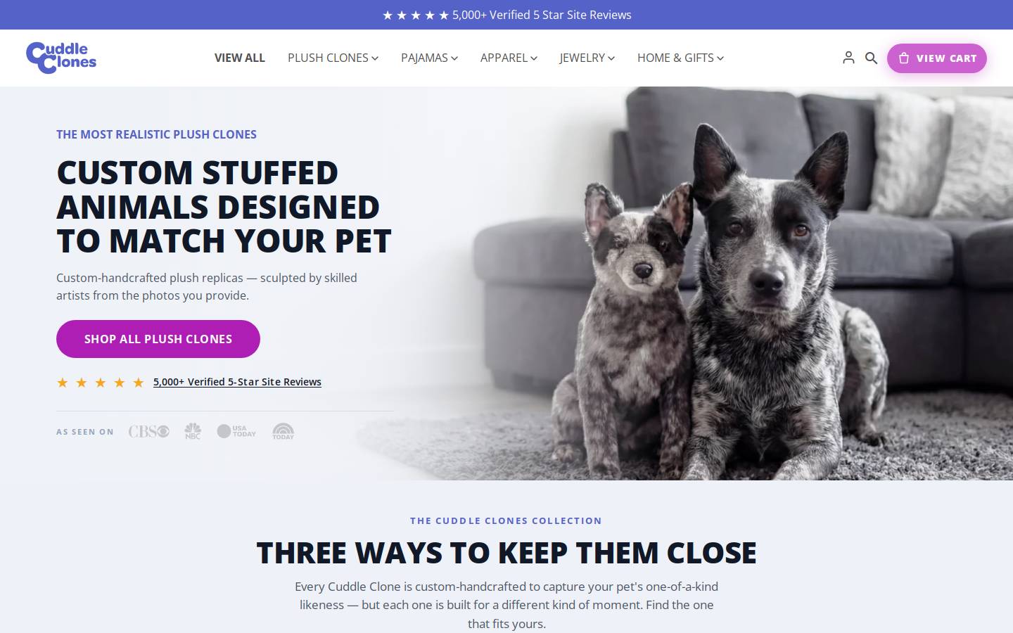 Cuddle Clones homepage screenshot