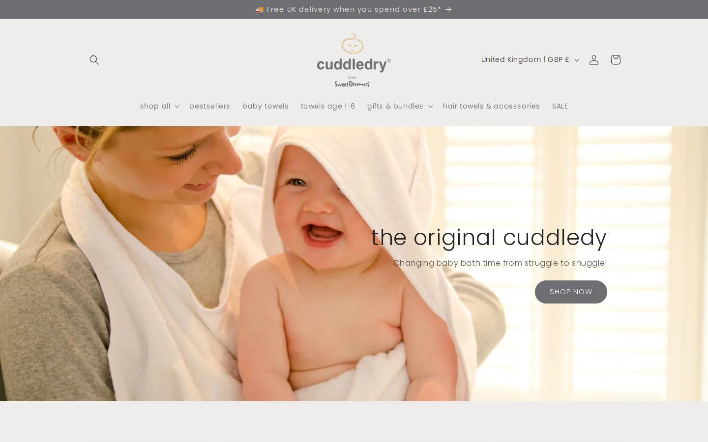 Cuddledry homepage screenshot