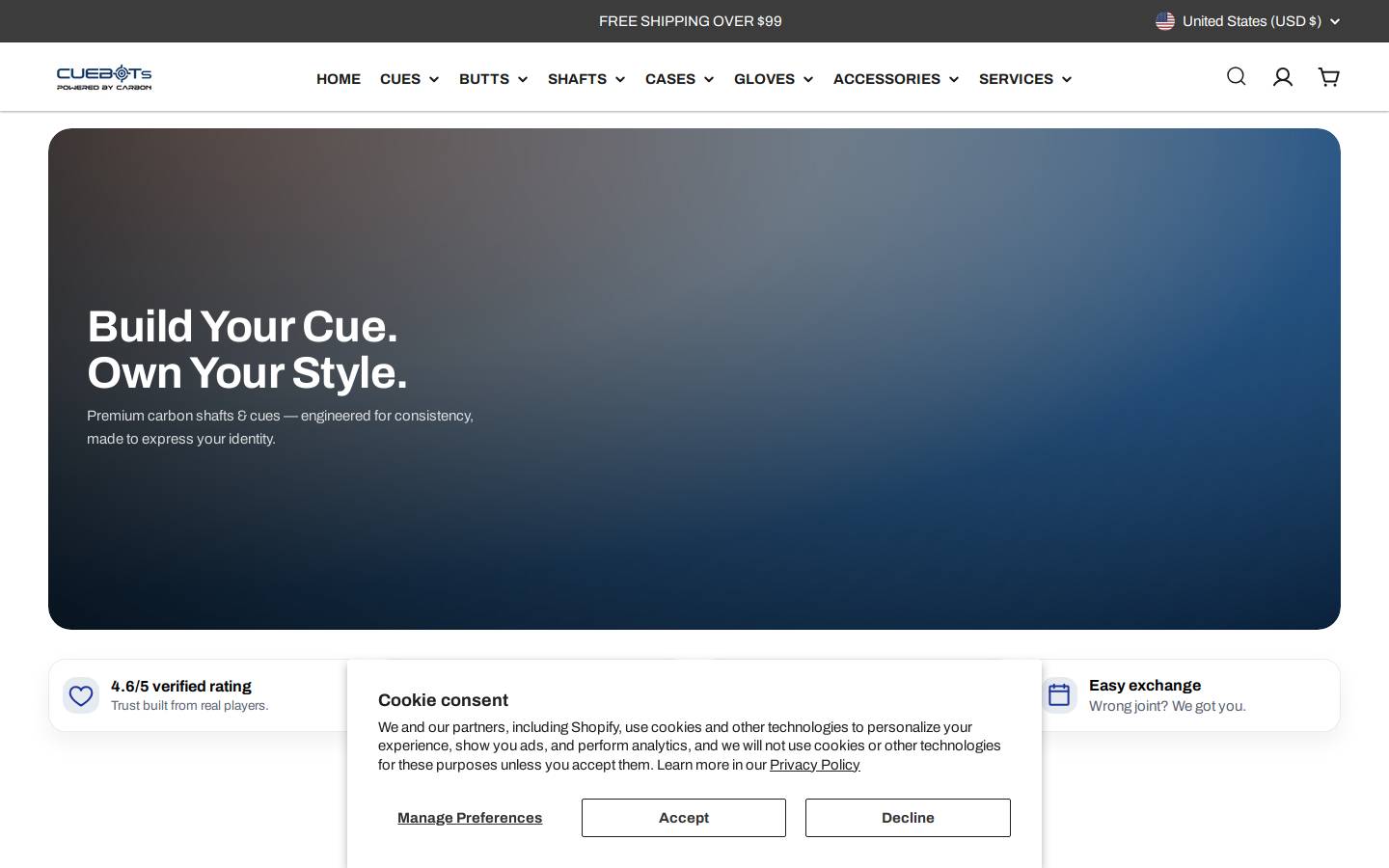 CUEBOTS homepage screenshot
