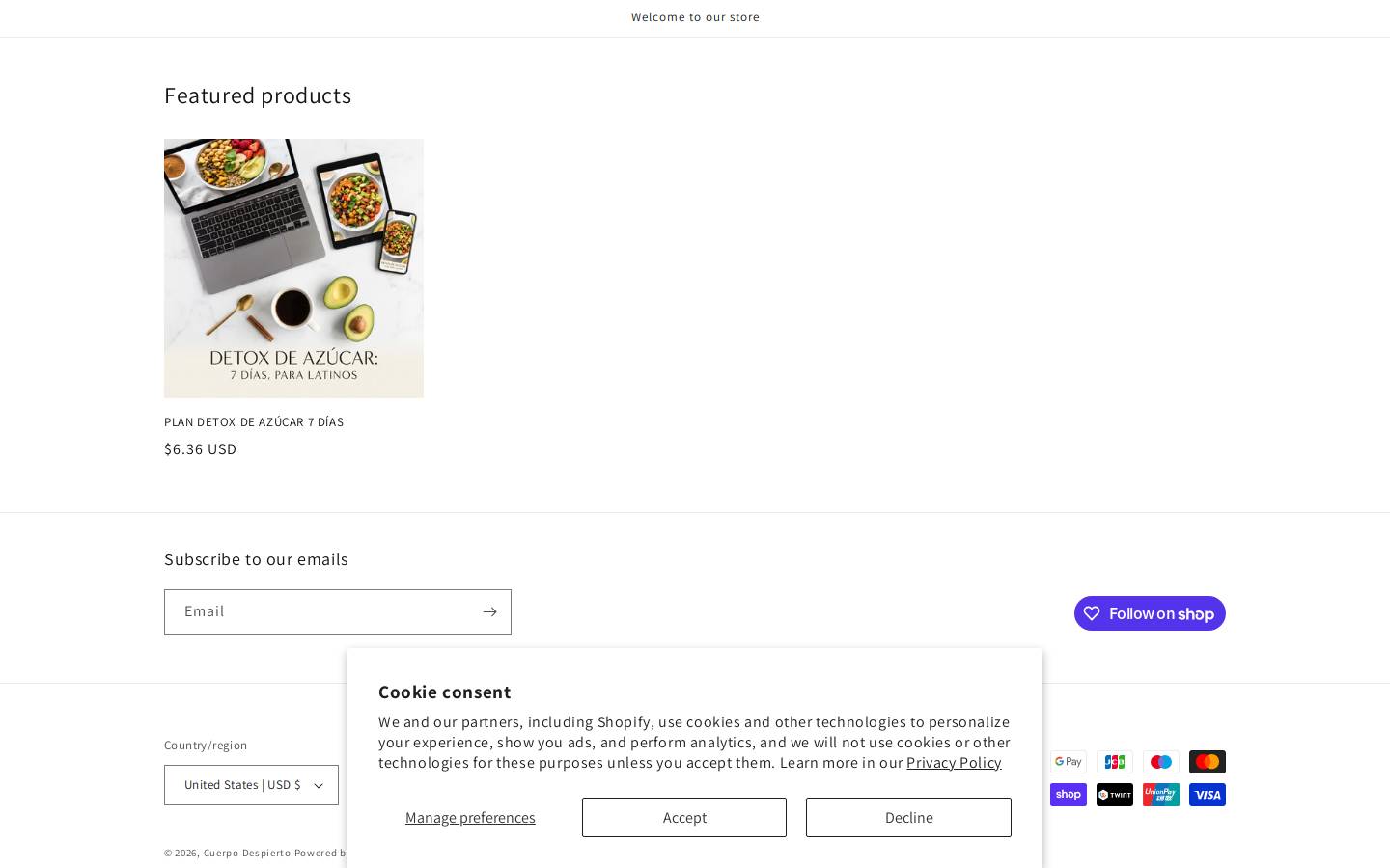 cuerpodespierto.com homepage screenshot