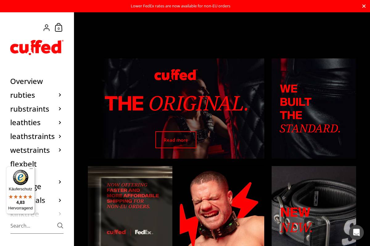 cuffed.store homepage screenshot
