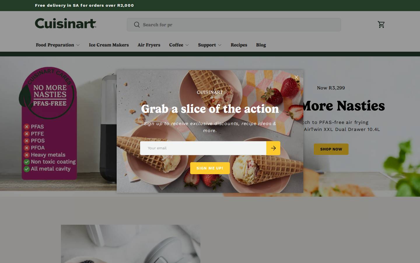 cuisinart.co.za homepage screenshot