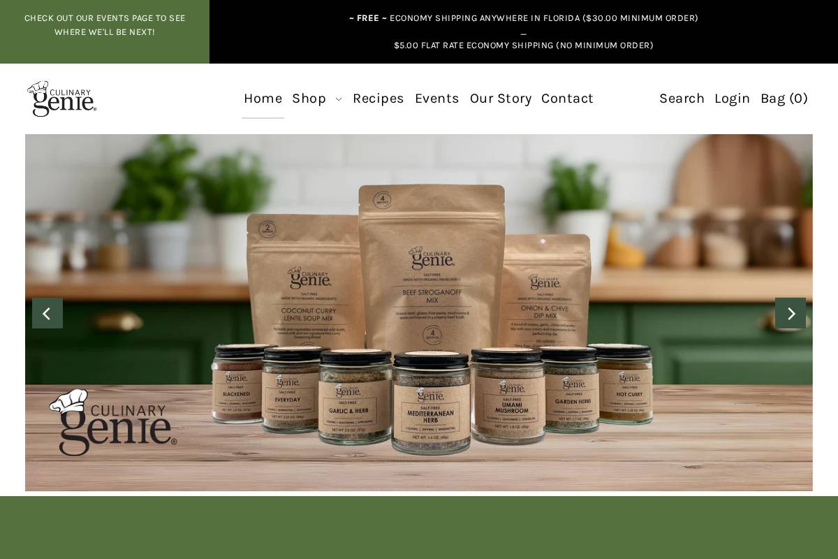 Culinary Genie homepage screenshot