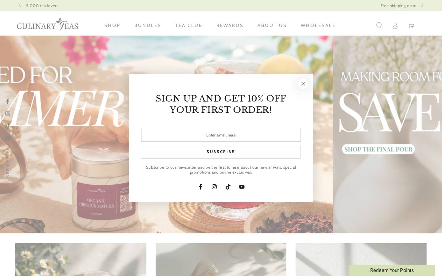 Culinary Teas homepage screenshot
