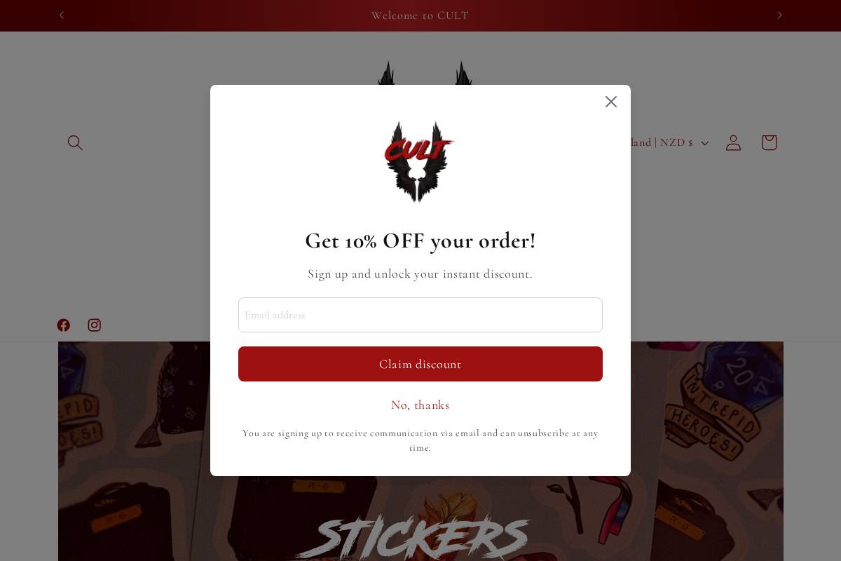 Cult homepage screenshot