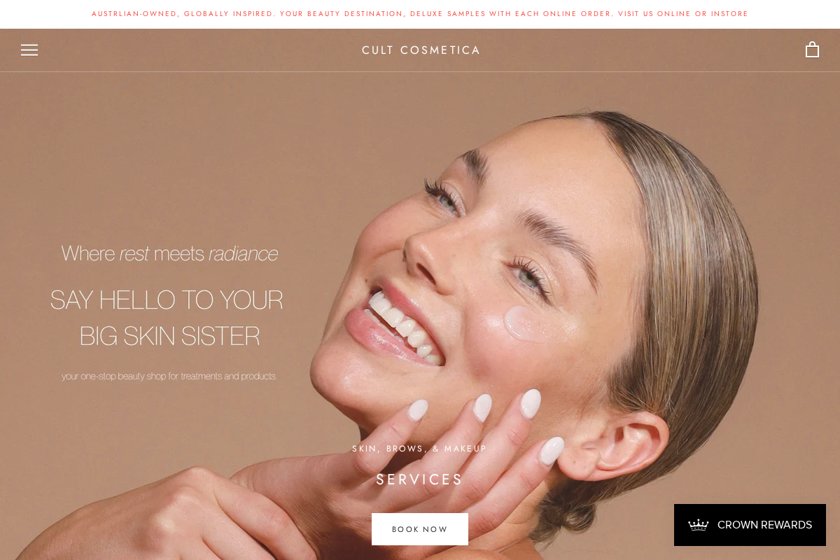 CULT COSMETICA homepage screenshot
